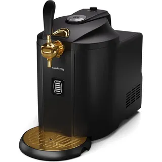 Klarstein Zapfanlage mit Kühlung - Bierzapfanlage 5L Fass, UltraFast Cooling, Einstellbare Temperatur, CO2-Kartuschensystem, LCD-Anzeige, Schwarz-Gold