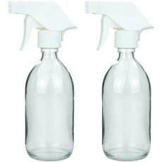 mikken 2 Sprühflaschen 500 ml aus Glas für Reinigungsmittel, Haarpflege, Pflanzen, etc