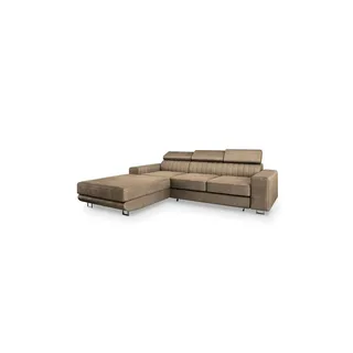 masseno Ecksofa Noto L-S mit Schlaffunktion L-Form, Sofa mit Bettkasten, Wohnzimmersofa, Couch, Soffa, Bettsofa, Couchgarnitur- Beige, MONOLITH 09 - Beige