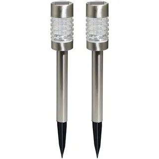 Gartenleuchte LUXFORM "Solar-Gartenleuchten - Torino - 2 Stück - Silber", silber (stainless steel), 2 Stk., Leuchten, Gartenleuchte, Ganzjährig Solar