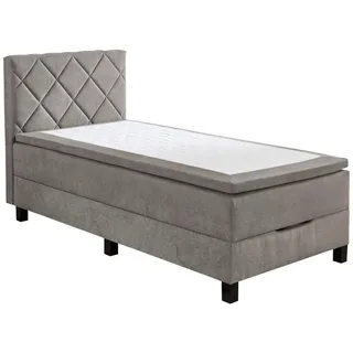 Boxxx Boxspringbett , Grau , Textil , H3 , 100x200 cm , Oeko-Tex® Standard 100 , Bettkasten, gepolstertes Kopfteil , Schlafzimmer, Betten, Boxspringbetten