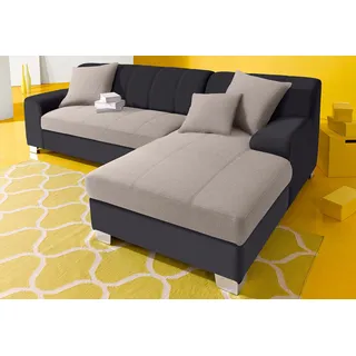 INOSIGN Ecksofa »Turah incl. Zierkissen, moderne Steppung, auch in Leder«, wahlweise mit Bettfunktion, Schlafsofa, B/T/H: 239/152/75 cm, L-Form, braun