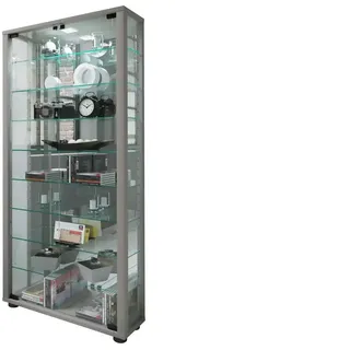 VCM Vitrine - silber , Maße cm, B: 59 x 114,8