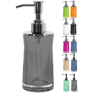 Spirella Seifenspender Sydney | mit Edelstahlpumpe | Flüssigseifen-Spender | Acryl | 200ml | Langliebig und Robust | Smokey Grau