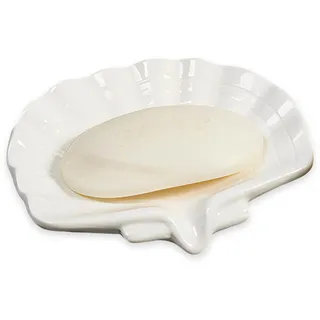 CHENKEE Seifenschale, Keramik, origineller Seifenhalter, selbstentleerende Seifenschale, leicht zu reinigende Seifenschalen für Badezimmer, Dusche, Küchenarbeitsplatten (weiß)