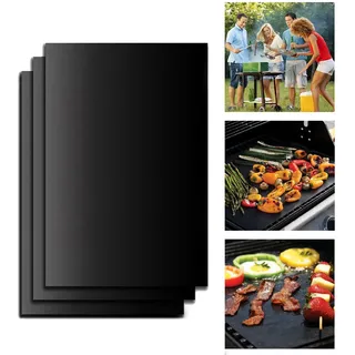 Grillmatte Antihaft BBQ Grill Folie Unterlage Schale Grillmatten 3er Set