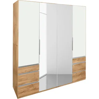 Level 200 x 236 x 58 cm Plankeneiche Nachbildung/Weißglas mit Glas- und Spiegeltüren