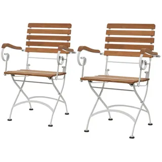 Butlers Gartenstuhl (2er Set) Parklife , Weiß , Holz, Metall , 53x88x57 cm , Gartenmöbel, Gartensessel, Gartenstühle