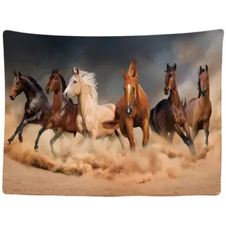 Ulticool - Wandteppich Dekoration Wohnung - Pferde Sand Natur Tiere - 200 x 150 cm groß - Wandtuch Wandbehänge - Accessoires für Schlafzimmer Wohnzimmer Kinderzimmer
