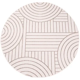 Carpet City Outdoorteppich »DUO RUG 5842« Creme H:5mm Ø:160cm, Obermaterial: 100% Polypropylen, Teppiche, Outdoorteppich, Wendeteppich Wetterfest In- & Outdoor, Balkon, Terrasse, Wohnzimmer,