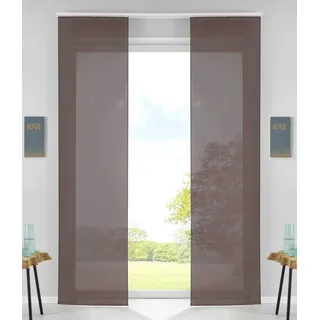 Gardinenbox 2er Set Schiebegardinen Flächenvorhänge Vorhang Gardine Schiebe HxB 245x60 cm Braun Komplett mit Paneelwagen Beschwerungsstange, 85589N2