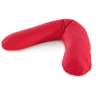 Theraline Das Original Schwangerschafts- & Stillkissen | gefüllt mit sandfeinen Original-Perlen | inkl. Außenbezug „Rot“ | 190 cm