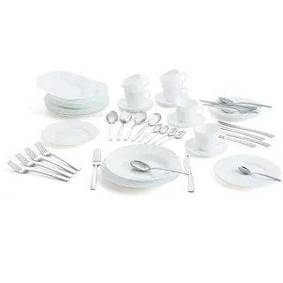 Luminarc Trianon Box mit 18 Tellern, 6 Tassen und 24 Bestecken, 24,5 x 22,5 x 19,5 cm, 22 cl/26 cm-2,5 mm, mehrfarbig