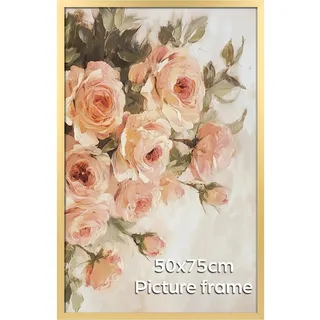 Giftgarden Gold Bilderrahmen 50x75 cm, Einzel Rahmen für 75x50 cm Fotos und Bilder | Großer Posterrahmen – ausschließlich für horizontale oder vertikale Wandmontage