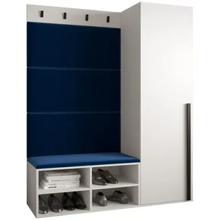 Möbel Kryspol Garderoben-Set 134/184/42 , Weiß, Dunkelblau , Holz , Nachbildung , 134x184x42 cm , Garderobe, Garderoben-Sets & Garderoben-Serien, Garderoben-Sets