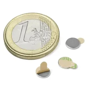 60 x Scheibenmagnet selbstklebend Ø 6 x 1 mm Neodym Magnetscheibe N35 vernickelt - Haftkraft 300 g - 60 Stück - Starke Klebemagnete für Kühlschrank Magnet Glasboards Magnettafel Pinnwand Whiteboard
