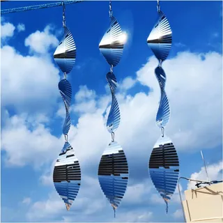 TFANUO Metall Vogelschreck Scheiben Set Reflektierende Doppelseitige Vogel-Reflektoren, Edelstahl Windspiel Garten-Deko, Vogel-Geräte Abschreckung zu erschrecken Vögel Weg von Hof Terrasse Bauernhof