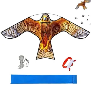 Touch the sky Gelb Vogel Falke Drachen. Geeignet für Garten & Bauernhof & Feld zur Vogelbekämpfung und zum Schutz der Ernte.Hinzufügen 30m Lang Drachenleinengriffs, Mehrfachverwendung. (Ohne Stange)