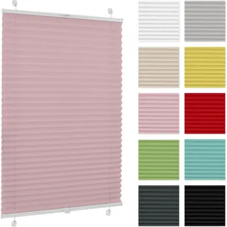 Plissee Estika ohne Bohren – 90 cm x 120 cm – Rosa – Einfache Montage mit Klemmen - Rosa