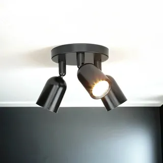 Deckenstrahler Deckenspot 3-flammig Schwarz GU10 Ø 15 cm klein schwenkbar