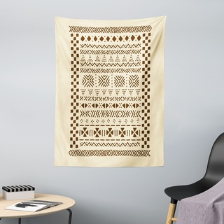 ABAKUHAUS Braun und Beige Wandteppich, traditionelle Afrika aus Weiches Mikrofaser Stoff Waschbar ohne Verblassen Digitaldruck, 110 x 150 cm, Braun und Beige