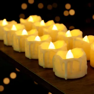Yakpo 12 Stück Timer-Teelichter, batteriebetrieben, flammenlos, flackernde LED-Timer-Votiv-Teelichter, elektrische künstliche Kerzen, Großpackung für Weihnachten, Halloween, Kürbisdekorationen