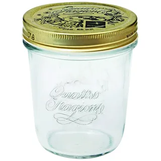 Bormioli Rocco Quattro Stagioni Marmeladen-/Einmachgläser 320 ml (mit Schraubdeckel ø 86 mm, Konfitürenglas, 12 Gläser) 58282