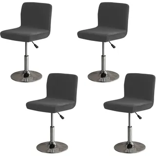 4 Stück Waschbarer Bar Stuhlhussen, Stuhlhussen Mit Rückenlehnenbezug, Barhocker Bezüge Für Kurzen,Bezüge Barstuhlbezug, Unsichtbares Elastisches Banddesign An Der Unterseite, Rutschfest (schwarz)