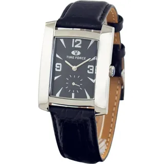 Klassische rechteckige tf2341b02 Uhr, 30mm, Schwarz, Lederarmband, Quarz, Wasserdicht 30m - Schwarz, Silber