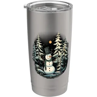 Weihnachten Schneemann Weihnachtsbaum Winter Schnee X-Mas Doppelwandiger Edelstahl-Thermobecher