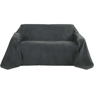 Beautissu Romantica Tagesdecke Wildleder Optik 210x280cm Anthrazit