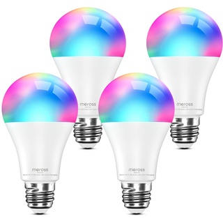 Meross Smart LED Lampe WLAN dimmbare Glühbirne intelligente Mehrfarbige Birne Äquivalent 60W E27 2700K-6500K RGBCW kompatibel mit Alexa, Google Home und SmartThings