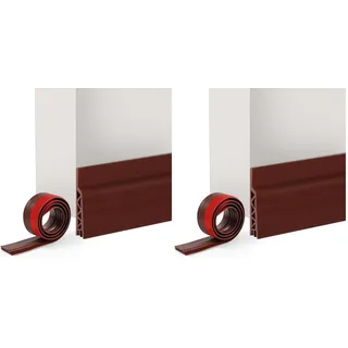 Vinabo Isolierender Tür-Zugluftstopper, 100 cm x 5 cm, Anti-Zugluft-Türboden & Türabdichtung, Selbstklebender Türboden, Eingangstür-Isolierung, Kälteschutz, Schallschutz (1 x Braun) (Packung mit 2)