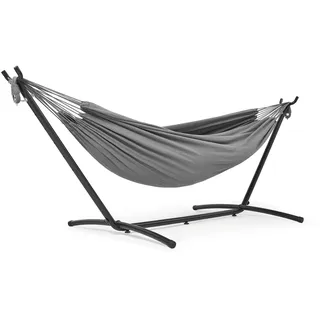 Mondeer Hängematte mit Hängemattengestell, Doppel Baumwolle mit Gestell für 2 Personen, Tragbare Outdoor & Indoor Terrasse Hof Garten, Belastbarkeit bis 200 KG, Graue