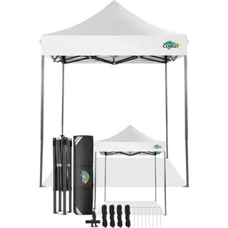 COBIZI Faltpavillon 2x2 Wasserdicht Stabil Winterfest ohne Seitenwand,Pop Up Pavillon Partyzelt,Sonnenschutz Gartenpavillon,Pavillon Faltbar mit Handtasche(2 mal 2m Weiss)