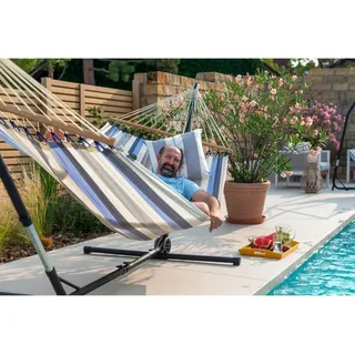 La Siesta Hängemattengestell , Anthrazit , Metall , 120x95-130x275-375 cm , Gartenmöbel, Gartenschaukeln, Hängematten