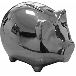 Holst Porzellan ACS 015 Geld- und Trinkgeld Sparschwein, Silber, 12.5 x 9 x 9.5 cm