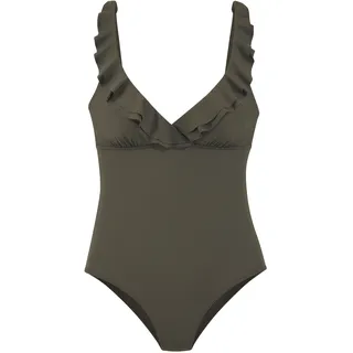 Badeanzug JETTE, Damen, Gr. 36, Cup C, grün (oliv), Polyamid, Badeanzüge Badeanzug, mit eleganter Rüsche und Shaping-Effekt