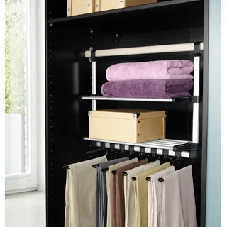 Ruco Schrankeinsatz Aluminium/Kunststoff, inkl. 10 Hosenbügel, schwarz