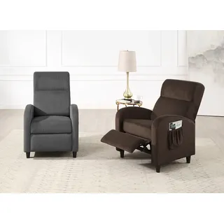 Atlantic Home Collection Relaxsessel &#34;Tom&#34;, grau, B:65cm H:102cm T:90cm, 100% PES, ATLANTIC HOME COLLECTION, Sessel, Relaxsessel, mit Relaxfunktion, inklusive seitlicher Tasche, TV-Sessel mit Funktion