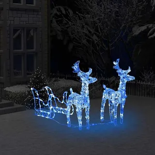Vidaxl Weihnachtsdekorationen Rentier und Schlitten 160 LEDs 130 cm Acryl - Blau