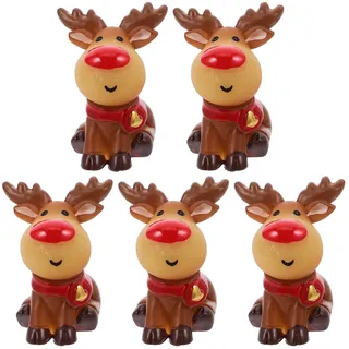 Angoily 5 STK Deer Figuren Miniatur-weihnachtsschmuck Elch-Ornamente Aus Hirsch Mini-Rentier Weihnachts-elch-Figur, Tischdekoration Kleine Rentierfiguren