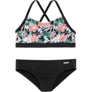 Chiemsee Bustier-Bikini im tropischen Print, schwarz, bedruckt