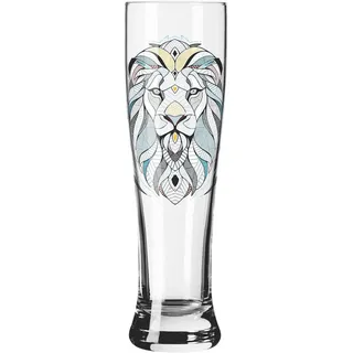 Ritzenhoff Bierglas , Blau, Rot, Schwarz, Goldfarben, Transparent , Glas , 646 ml , 7.5x25.4 cm , Gläser, Biergläser