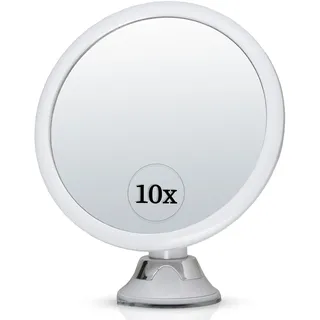 Schminkspiegel mit 10fach Vergrößerung - Kosmetikspiegel mit Saugnapf und 360 Grad Drehung für Make-up und Reisen, Magnifying Makeup Mirror - 17cm x17cm (Rund)