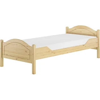 Massivholzbett Kiefer natur 90x200 Einzelbett Gästebett Zubehör wählbar V-60.30-09Rollrost und Matratze inkl. - Naturbelassen
