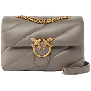 PINKO Umhängetasche Love Puff Classic CL Sheep Nappa M Grigio Asfalto - Antique Gold