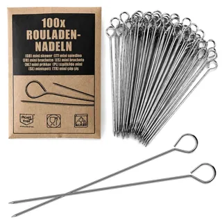 com-four® 100x Rouladennadeln aus Edelstahl, 11 cm lange Fleischspieße | Premium Spieße im Set - Rouladenklammern-Ersatz - Rouladenspieße für Rouladen