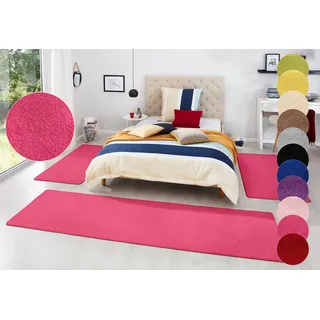 HANSE Home Bettumrandung »Fancy« Höhe 7 mm 3 Stk. tlg. Unifarben, Bettvorleger, 3-teiliges Läufer-Set fürs Schlafzimmer, pink