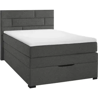 Carryhome Boxspringbett , Hellgrau , Textil , Kiefer , vollmassiv , H2 , Höhe ca. 17 cm , 120x200 cm , Federkernmatratze, Stoffauswahl, Topper durchgehend, in verschiedenen Größen erhältlich , Schlafzimmer, Betten, Einzelbetten